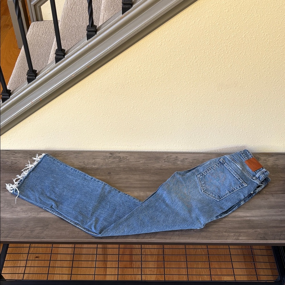 Anine Bing Distressed Button Fly Blue Flare Jeans Size 27 - Picture 12 of 16